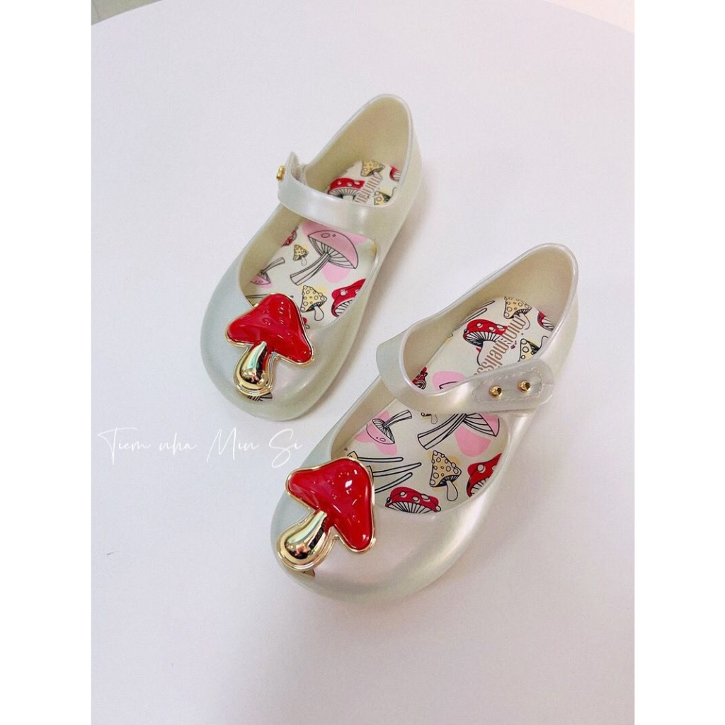 MINI MELISSA Giày Nhựa Thơm Trẻ Em Xuất Dư Họa Tiết Nấm Dáng Búp Bê Cực Xinh Cho Bé Gái