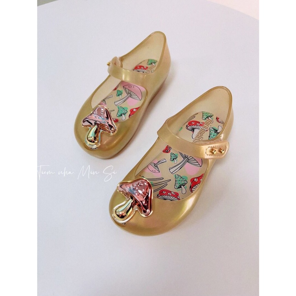 MINI MELISSA Giày Nhựa Thơm Trẻ Em Xuất Dư Họa Tiết Nấm Dáng Búp Bê Cực Xinh Cho Bé Gái