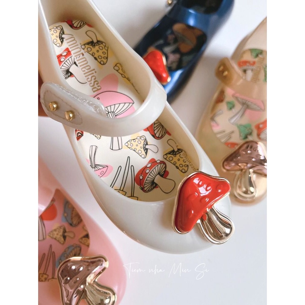 MINI MELISSA Giày Nhựa Thơm Trẻ Em Xuất Dư Họa Tiết Nấm Dáng Búp Bê Cực Xinh Cho Bé Gái