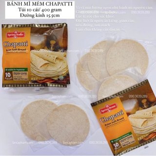 Bánh mì mềm spring home chapatti, túi 10 cái, 400 gram