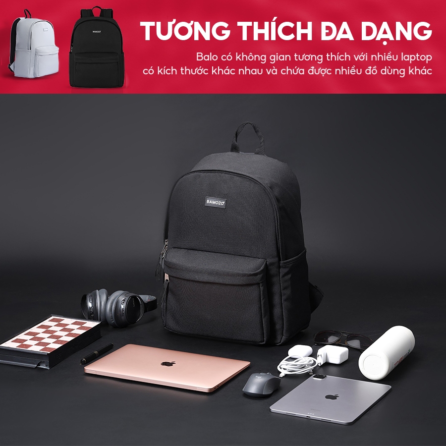 Balo Đi Học Nam Nữ Thương hiệu Bamozo Nhiều Ngăn Chống Nước Tốt - BAMOZO BASIC