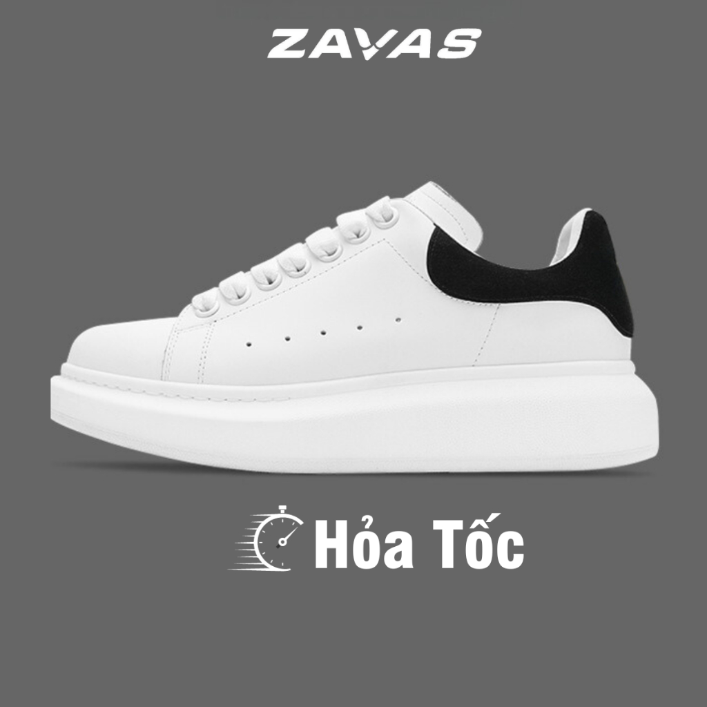 Giày thể thao sneaker nữ ZAVAS đế cao 4cm màu trắng bằng da mang êm chân phong cách mc ulzzang - S387