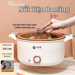  Nồi điện đa năng nồi lẩu điện chiên xào hầm nấu đa năng chống dính dung tích lớn phù hợp cho gia đình 