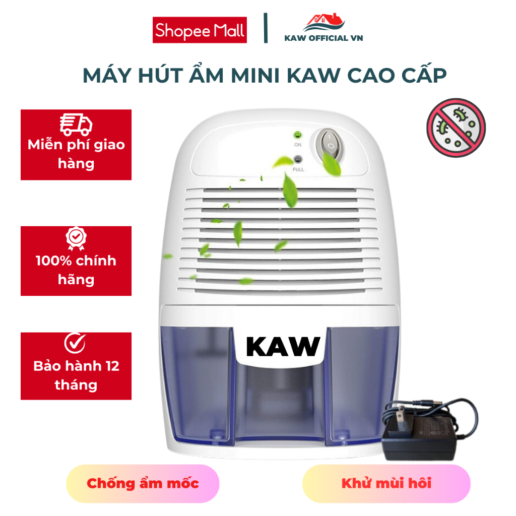 Máy Hút Ẩm Không Khí KAW Mini, Tiện Lợi Cho Phòng Ngủ, Tủ Quần Áo, Giảm Ẩm Mốc, bảo hành 12 tháng