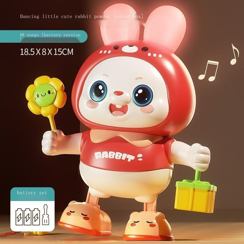 Đồ chơi thỏ robot nhảy múa có đèn nhạc di chuyển vui nhộn, an toàn cho bé từ 1 tuổi