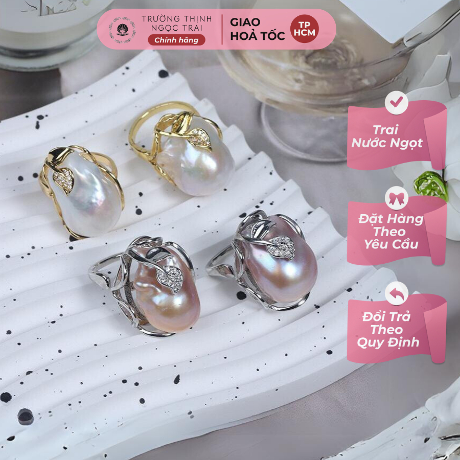 Nhẫn Ngọc Trai Thô Chưa Xử Lý 20mm Thời Trang - Ngọc Trai Trường Thịnh