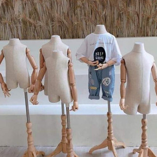Manocanh Trẻ Em Tay Gỗ Size 0 -2 Tuổi, Ma Nơ Canh Bán Thân Màu Vàng/Nâu Dùng Cho Shop Thời Trang