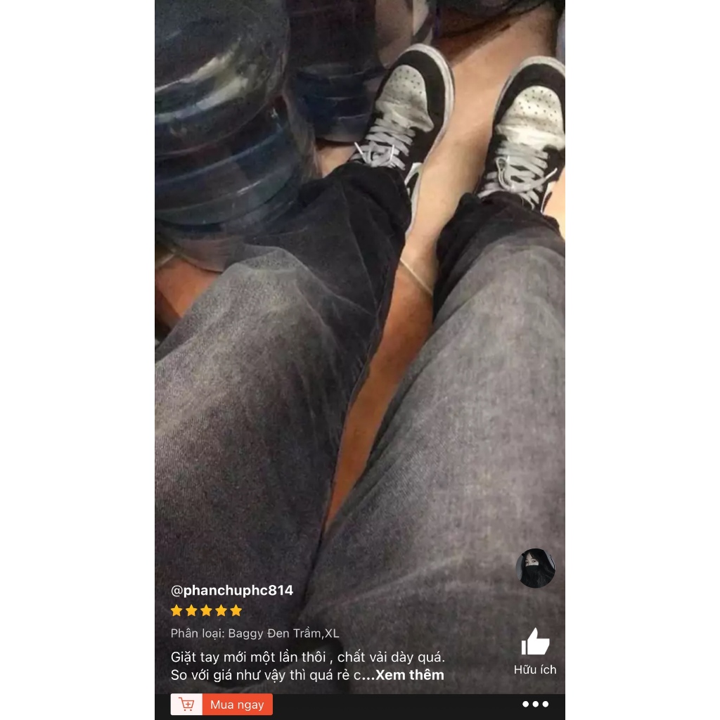 Quần Jean Nam Dáng Baggy Màu Xám Khói Chất Vải Dày Dặn Phối Wash Smoke Grey V.1