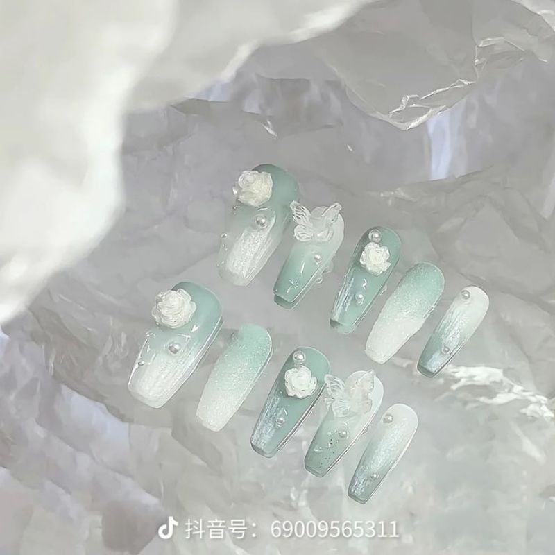 Sơn thạch xanh ngọc bích nail,sơn gel xanh ngọc sơn móng tay mã D21