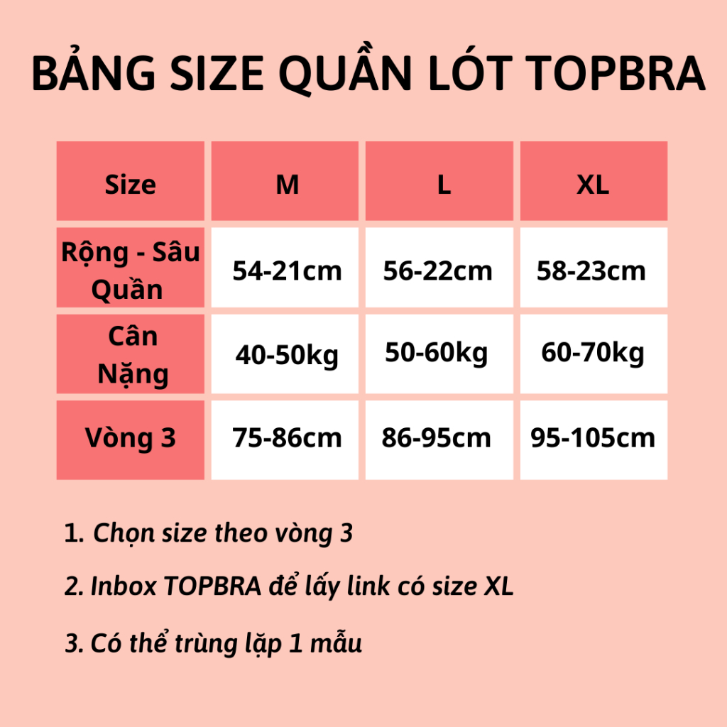 Set 3 quần lót nữ cotton nguyên chất co giãn tốt TOPBRA