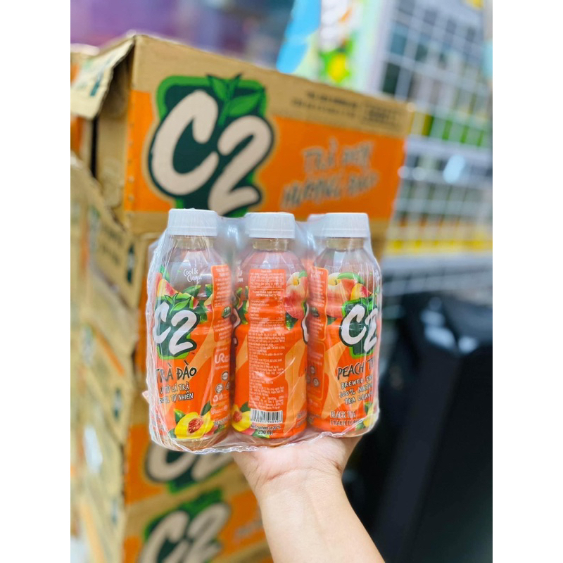 Thùng 24 chai C2 vị Đào - Táo - Chanh 235 ml