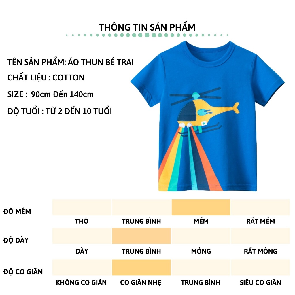 Áo thun bé trai ngắn tay 27Kids áo cộc nam vải Cotton cho trẻ từ 2-10 tuổi BSTS1