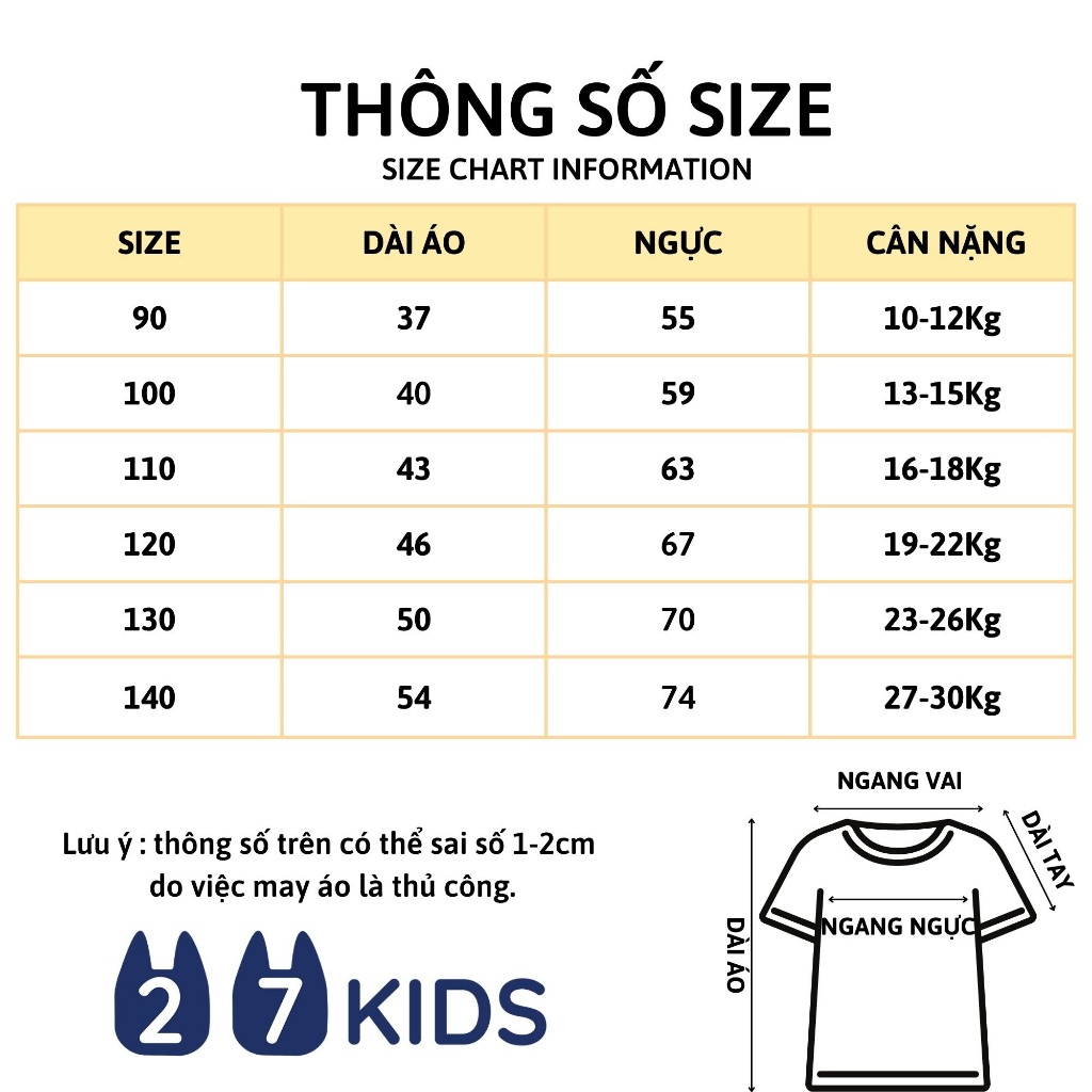 Áo thun bé trai ngắn tay 27Kids áo cộc nam vải Cotton cho trẻ từ 2-10 tuổi BSTS1