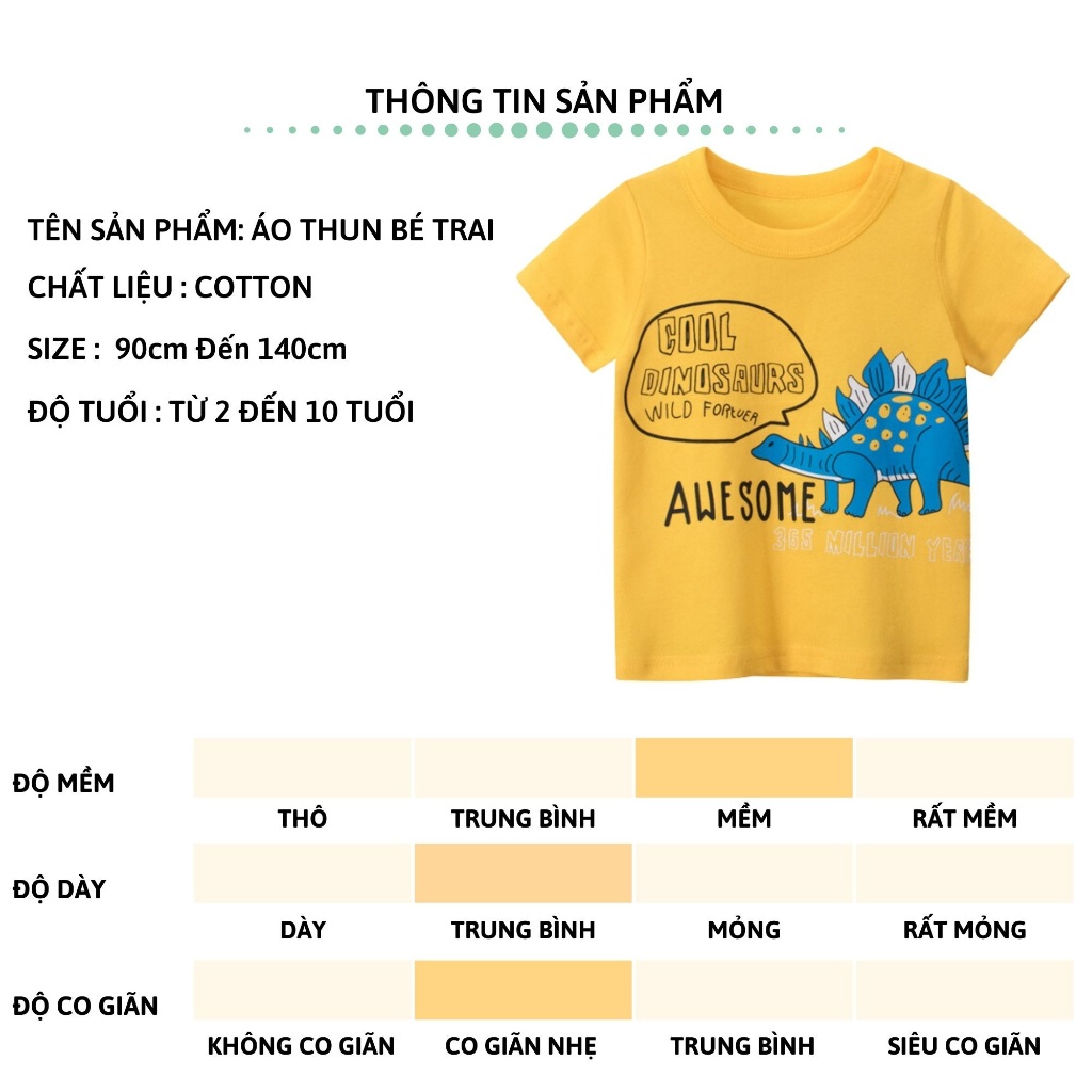 Áo thun bé trai ngắn tay 27Kids Tshirt cộc nam vải Cotton cho trẻ từ 2-10 tuổi BSTS2