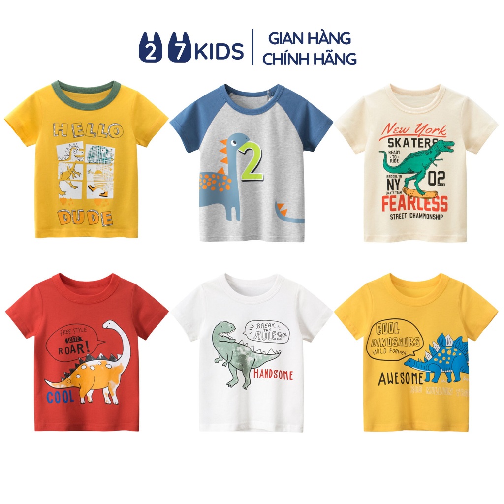 Áo thun bé trai ngắn tay 27Kids Tshirt cộc nam vải Cotton cho trẻ từ 2-10 tuổi BSTS2