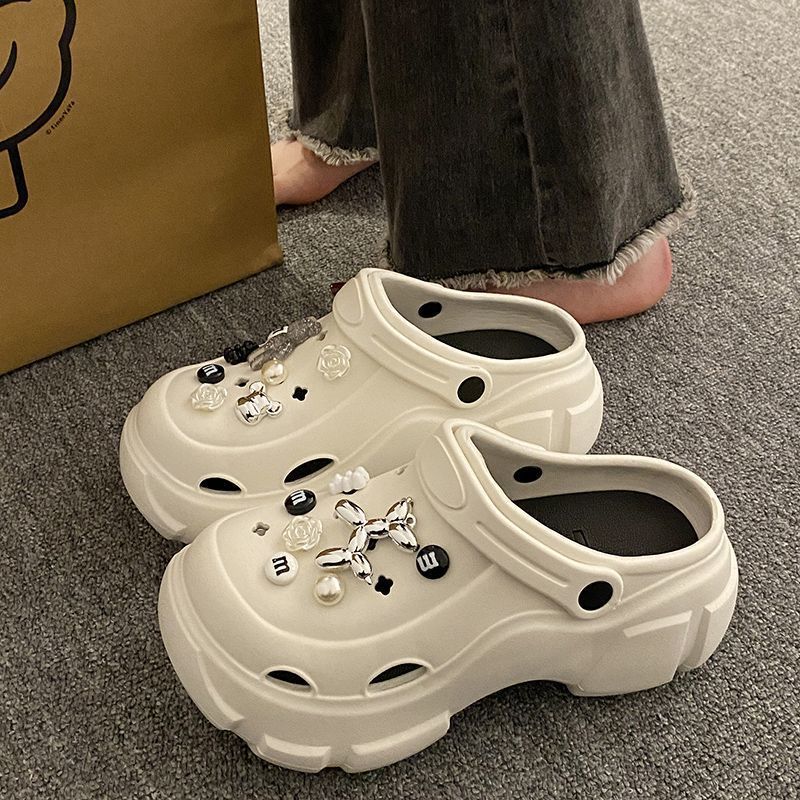 Dép sục nữ cao su eva siêu nhẹ kèm sticker đính đá dễ thương,Sục crocs đế 7cm MLS-279