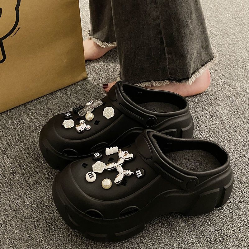 Dép sục nữ cao su eva siêu nhẹ kèm sticker đính đá dễ thương,Sục crocs đế 7cm MLS-279