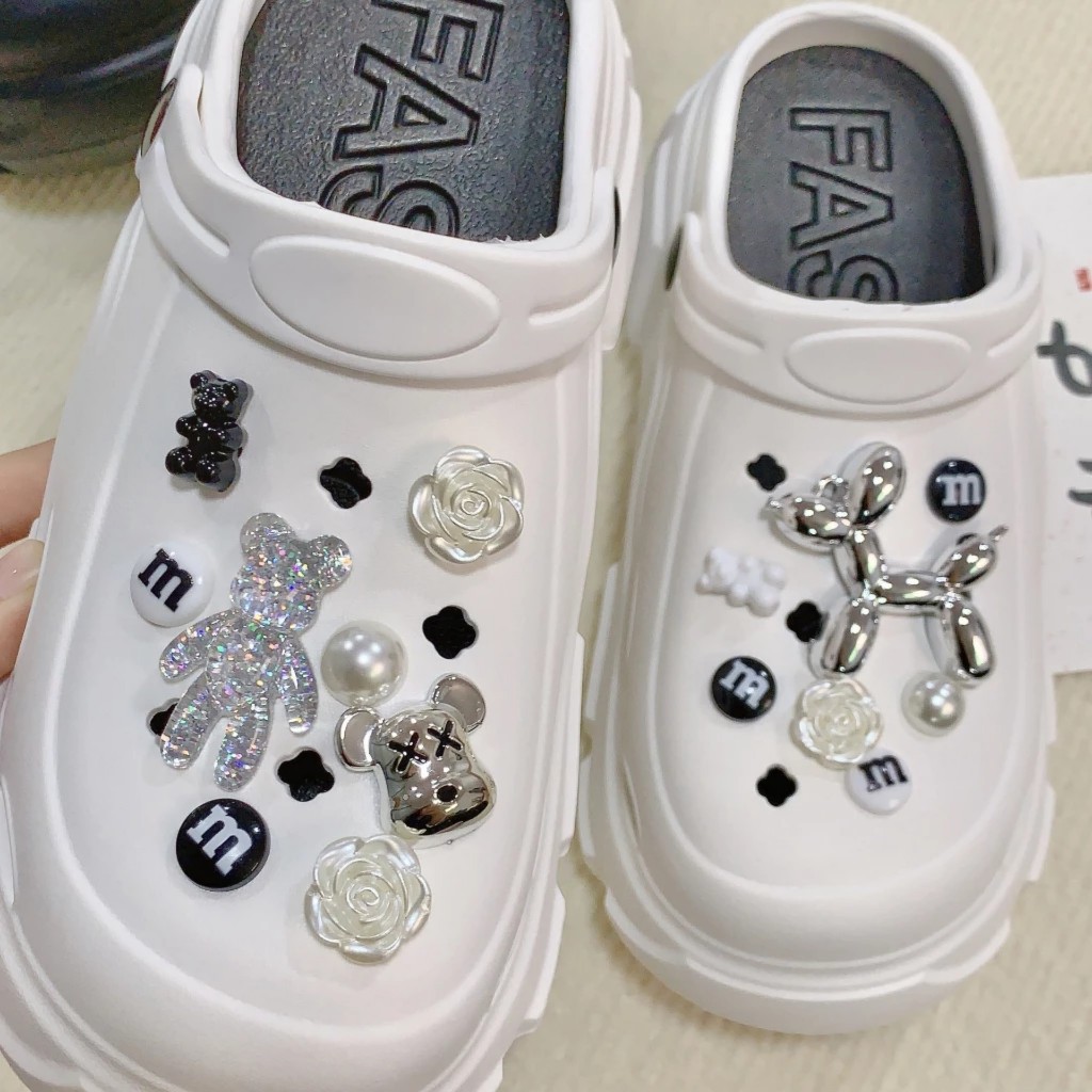 Dép sục nữ cao su eva siêu nhẹ kèm sticker đính đá dễ thương,Sục crocs đế 7cm MLS-279
