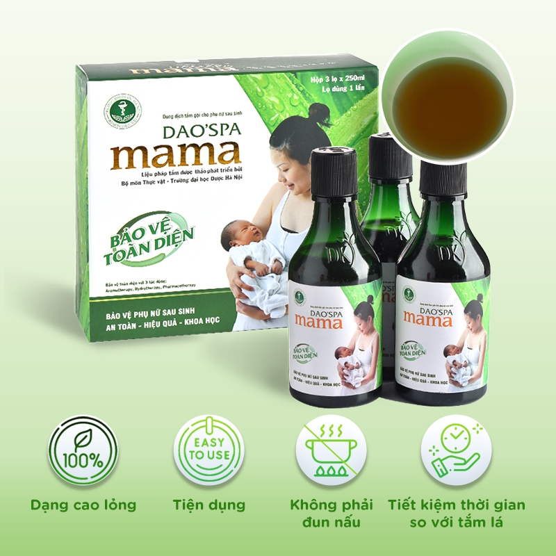 Dung dịch xông tắm cho mẹ sau khi sinh DK Pharma Dao'Spa Mama 3 chai 250 ml