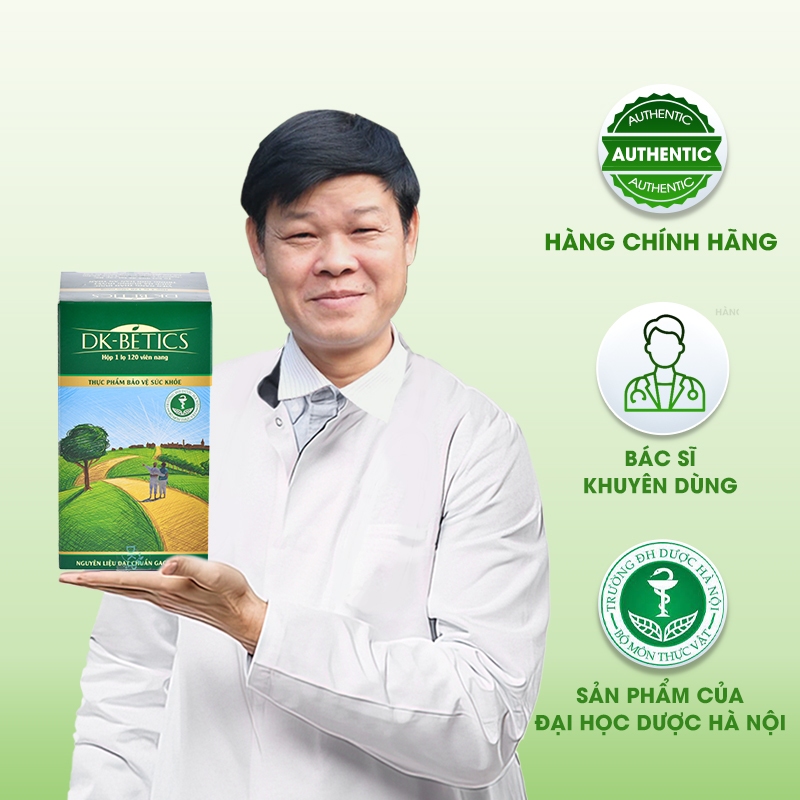 Viên tiểu đường dây thìa canh lá to DK Betics - DK Pharma, hỗ trợ hạ và ổn định đường huyết an toàn - Hộp 30 viên