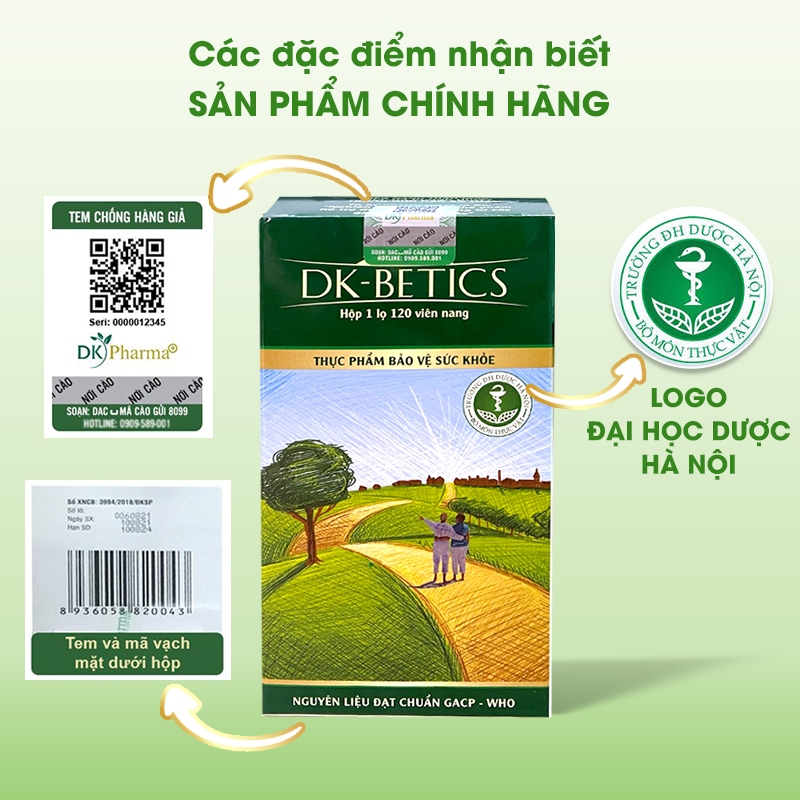 Viên uống hỗ trợ giảm và ổn định đường huyết DK Pharma DK Betics 120 viên