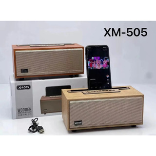 Loa bluetooth XM 505 Bass mạnh, công suất lớn siêu trầm , thiết kế vỏ gỗ để bàn có giá đỡ điện thoại - TR TARAA