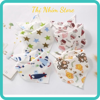 Yếm tam giác cho bé sơ sinh bấm cúc vải cotton Thị Nhím Store Yếm đeo cổ cho bé siêu mềm thấm hút tốt
