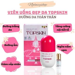 Viên uống đẹp da Topskin hộp 30 viên, viên uống dưỡng ẩm, trắng da, giảm nám, tàn nhang, tăng cường nội tiết tố