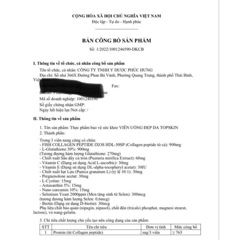 Viên uống đẹp da Topskin hộp 30 viên, viên uống dưỡng ẩm, trắng da, giảm nám, tàn nhang, tăng cường nội tiết tố