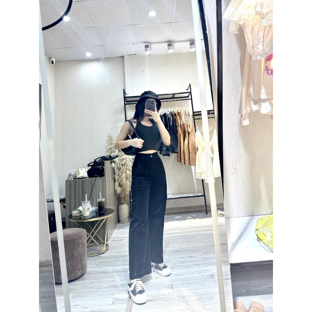 Quần nhung dáng xuông nữ