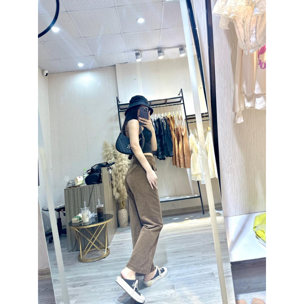 Quần nhung dáng xuông nữ