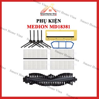 Phụ kiện robot hút bụi Medion MD18318, chổi quét, lọc bụi, lưới lọc, nắp chổi.