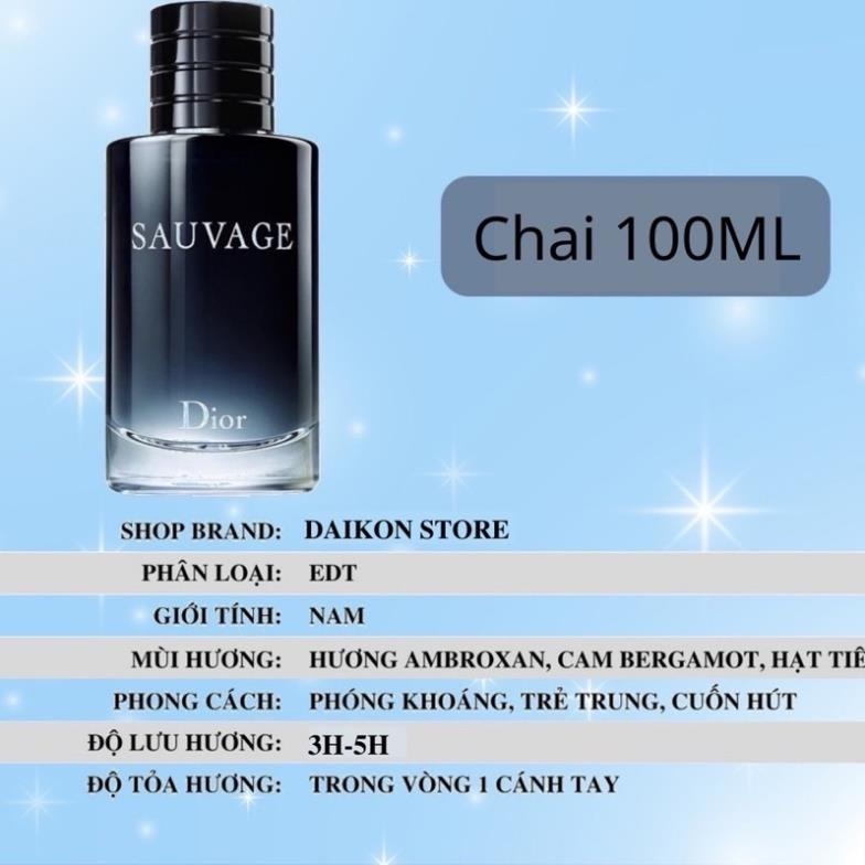 Nước Hoa 𝐃𝐈𝐎𝐑 Sauvage EDT 100ml CH aaaa2 dầu thơm lâu nam tính mạnh mẽ cuốn hút đậm chất hiện đại MGT Perfume