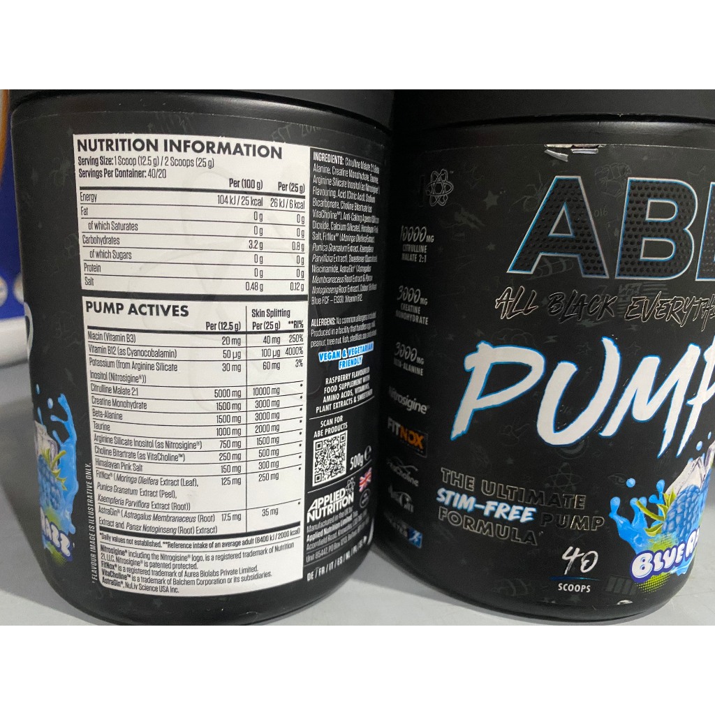 Bột tăng sức mạnh pre workout ABE PUMP 40 lần, tập trung tỉnh táo tăng cường sức mạnh KHÔNG CAFFEIN từ APPLIED NUTRITION