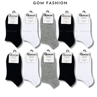 Combo 10 đôi vớ cổ ngắn trơn nam nữ GOMTAT, chất liệu cotton hút ẩm thoáng khí - VOTRON-VNXK-CB10