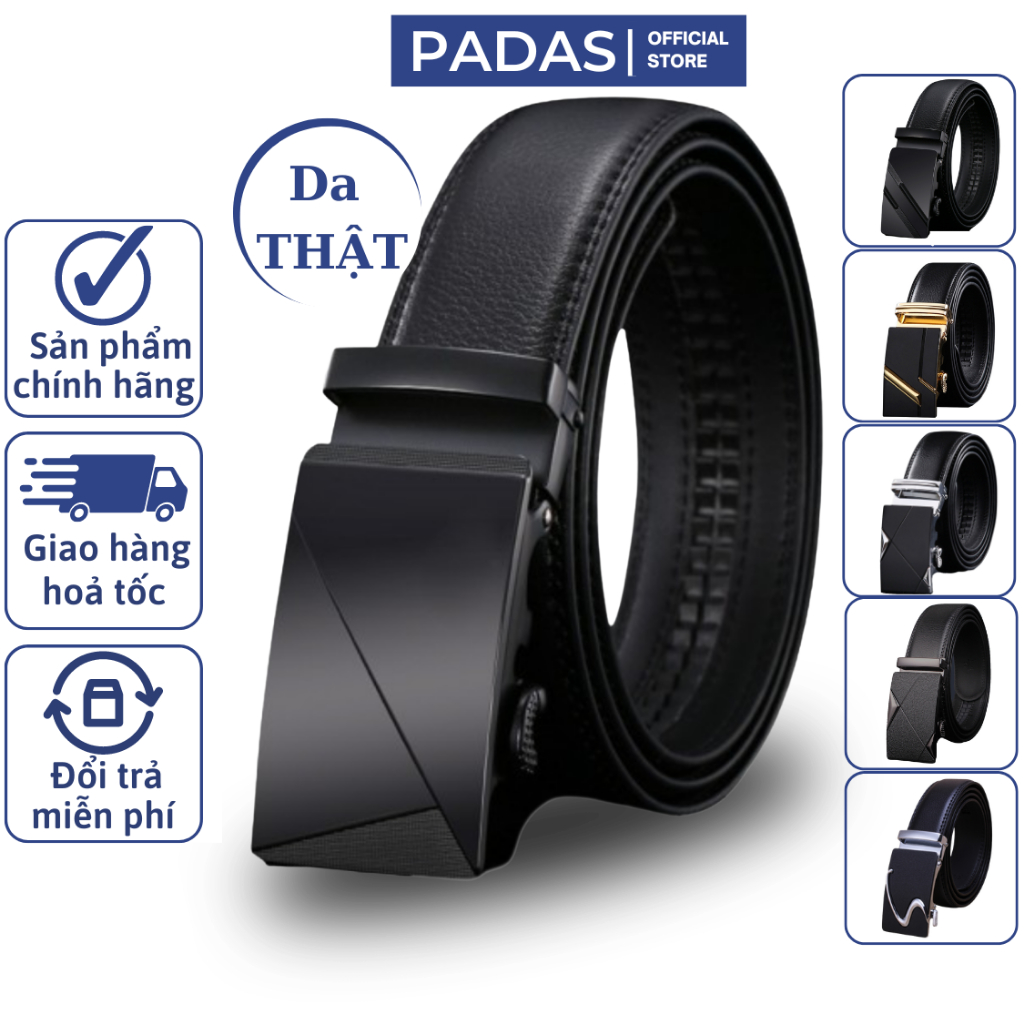 Dây nịt nam thắt lưng nam cao cấp dây lưng da bò thật quà tặng nam khoá tự động PADAS TL127