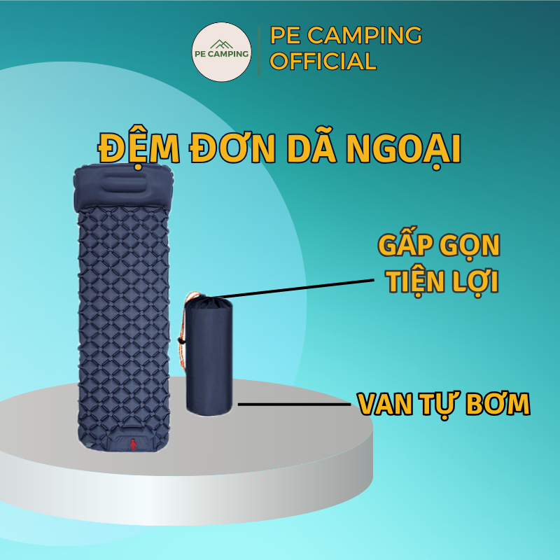 Đệm Hơi Dã Ngoại Tự Phồng Kèm Gối, Nệm Tự Bơm Đi Du Lịch Camping - Chính Hãng Pehouse