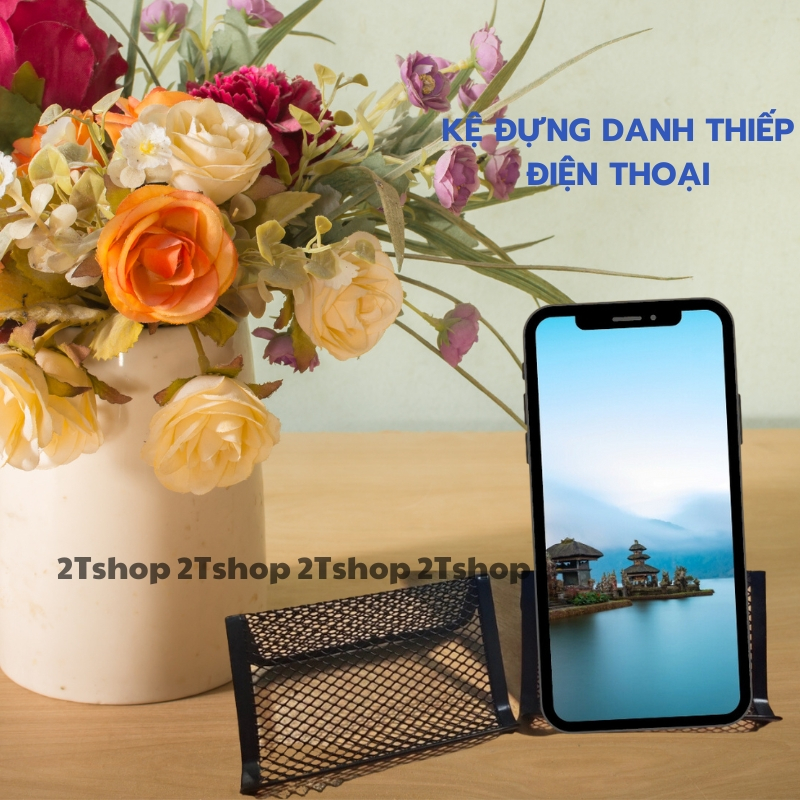 Kệ đựng namecard danh thiếp để bàn bằng kim loại, kệ đựng namecard, card visit, giá đỡ điện thoại để bàn nhỏ gọn