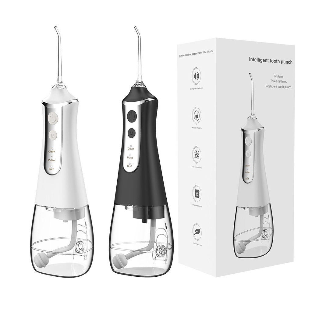 Máy tăm nước cầm tay Kaw, máy làm sạch răng đa năng, 3 chế độ kèm 5 đầu xịt dung tích 300ml, Hàng chính hãng, BH12 tháng