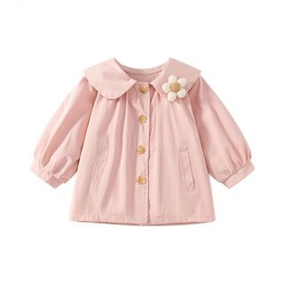 Áo Khoác Bé Gái The Pig Phong Cách Hàn Quốc Đính Hoa Tai Thỏ Xinh Xắn Cho Bé Màu[ Hồng, Xanh ] 2 lớp Chất Thô Cotton Mềm
