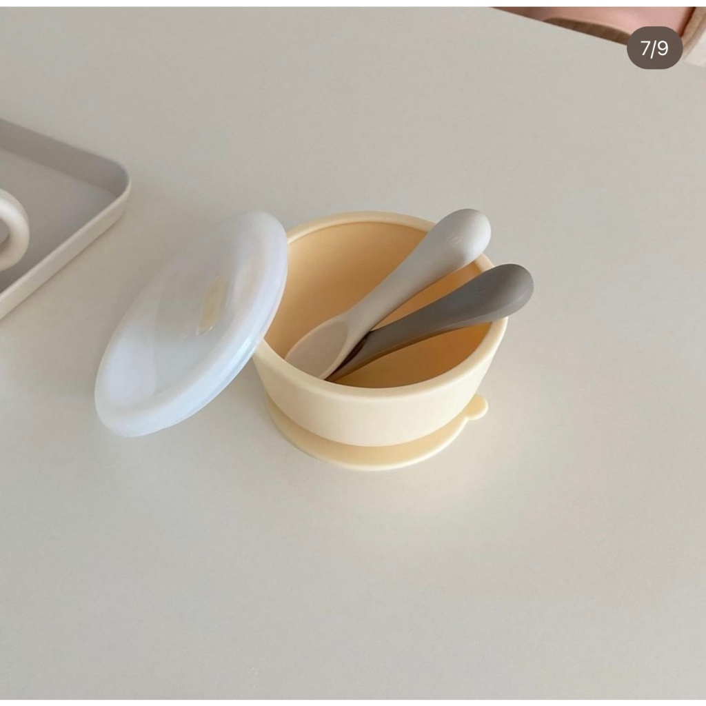 Bát ăn dặm cho bé Bluemama silicon Hàn Quốc, nhập khẩu chính hãng có tem phụ