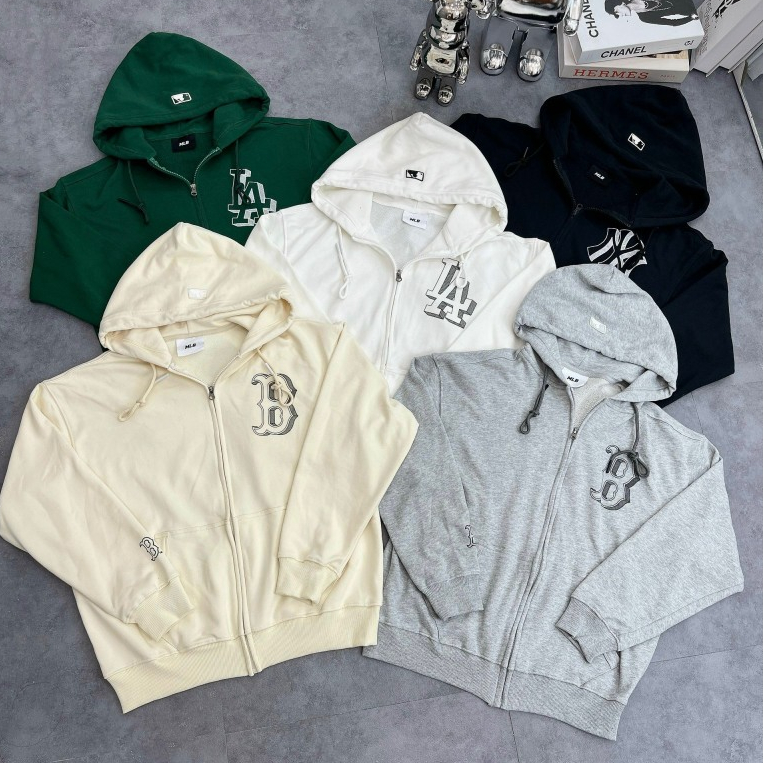 Áo khoác hoodie unisex, áo khoác nỉ nam nữ MLB nhiều màu hàng xuất dư cao cấp phong cách Hàn Quốc