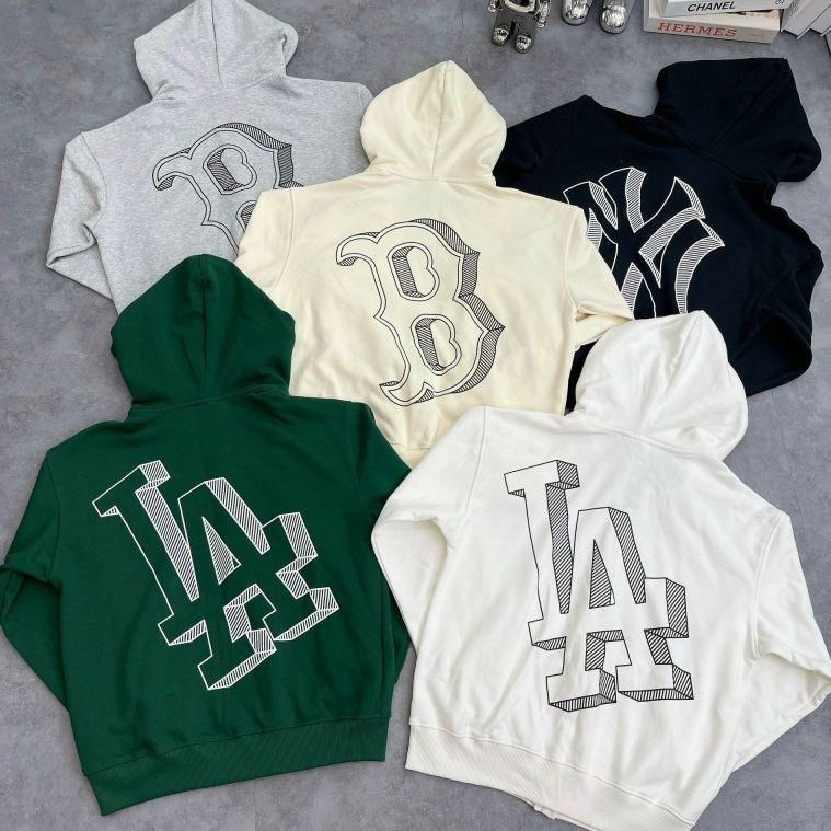 Áo khoác hoodie unisex, áo khoác nỉ nam nữ MLB nhiều màu hàng xuất dư cao cấp phong cách Hàn Quốc