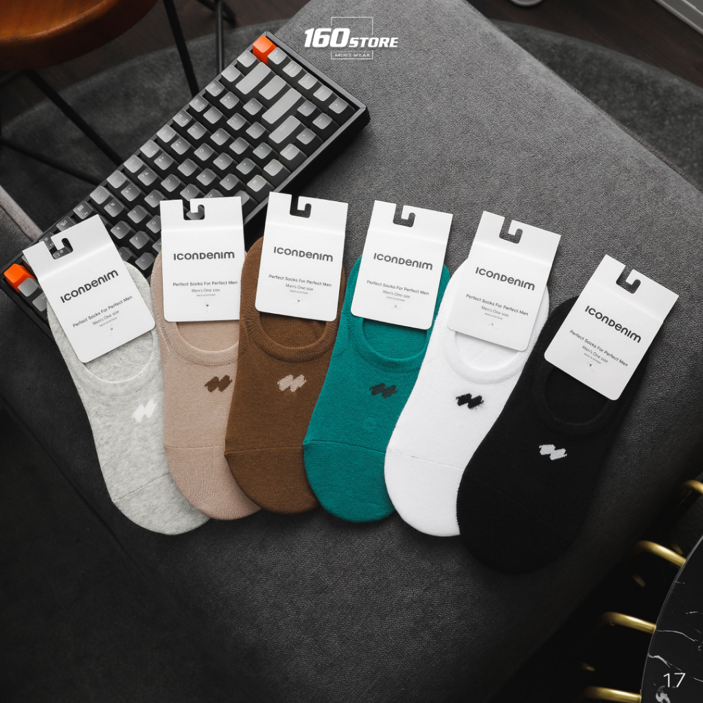 Tất lười nam ICONDENIM Dệt Logo chất Cotton tự nhiên - VOID0017