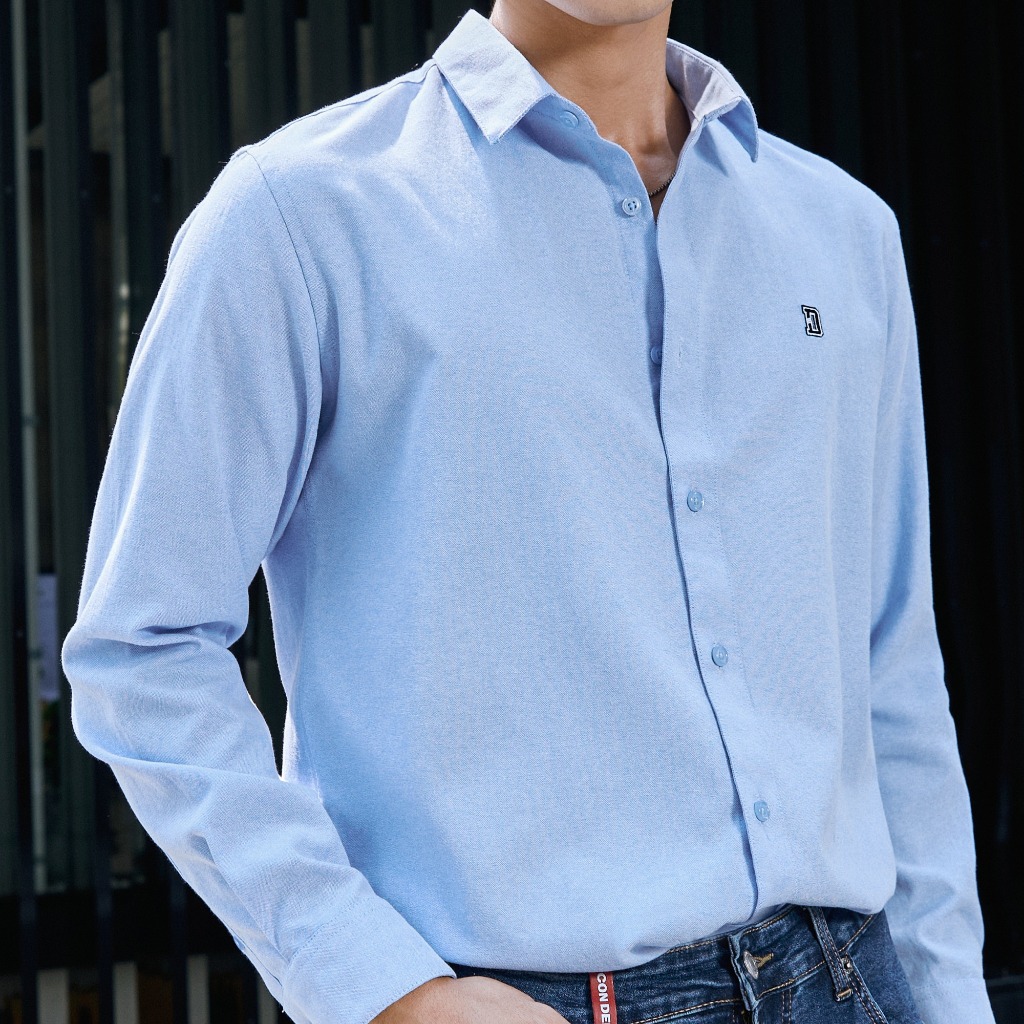 Áo sơ mi nam tay dài Casual Logo D Signature ICONDENIM chất bamboo mát lạnh chống nhăn bề mặt thoải mái - SMID0144