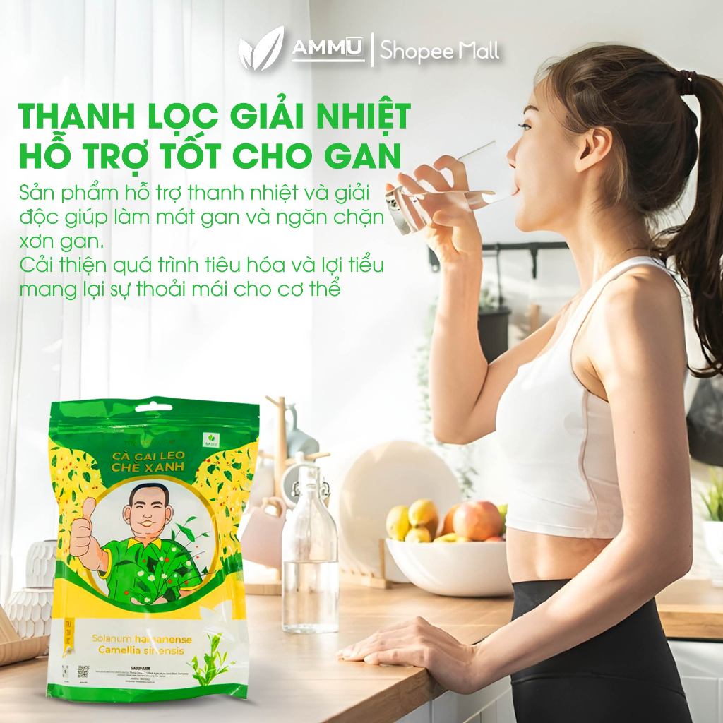 Trà cà gai leo chè xanh sadu thanh lọc cơ thể mát gan