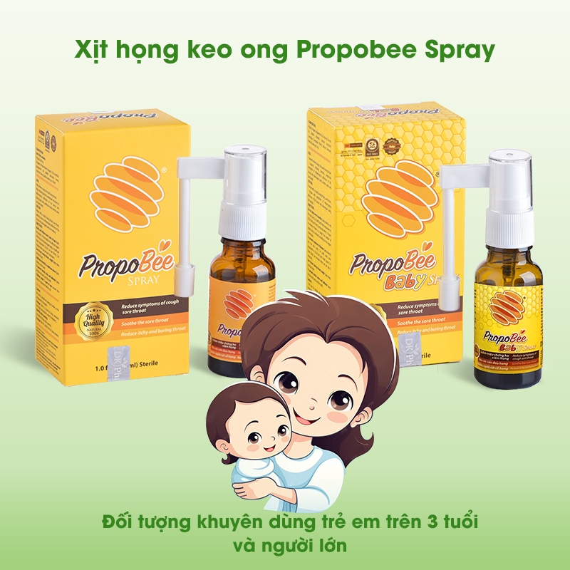 Xịt họng keo ong làm dịu các cơn ho, ngứa họng, đau rát họng DK Pharma PropoBee Spray 15ml, 30ml