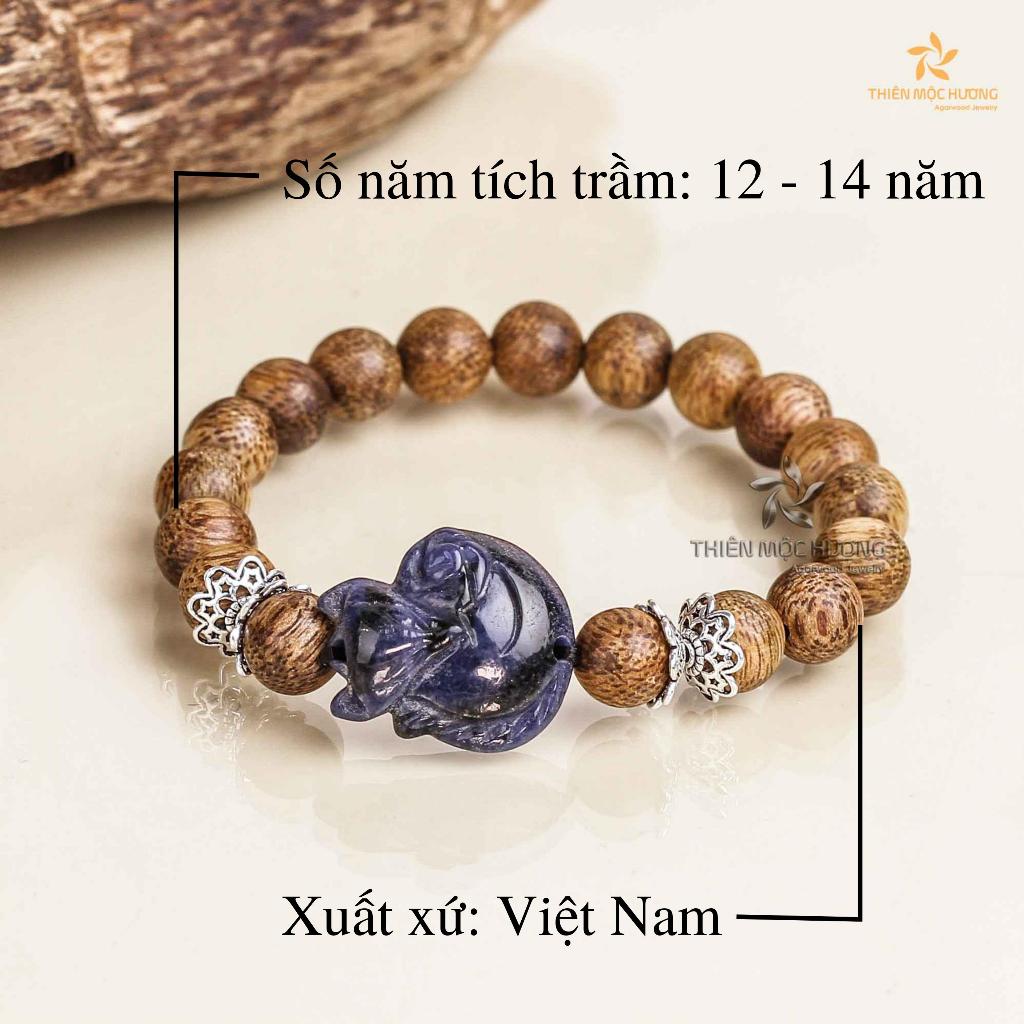 Vòng tay trầm hương tự nhiên Hồ Ly đá - Thiên Mộc Hương - Trầm Tốc Việt Nam - May mắn tình duyên - Hạnh phúc