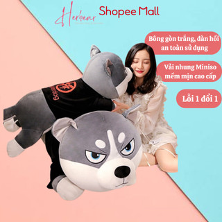 Gấu bông chó Husky, siêu to khổng lồ, chất liệu vải Miniso cao cấp, bông gòn