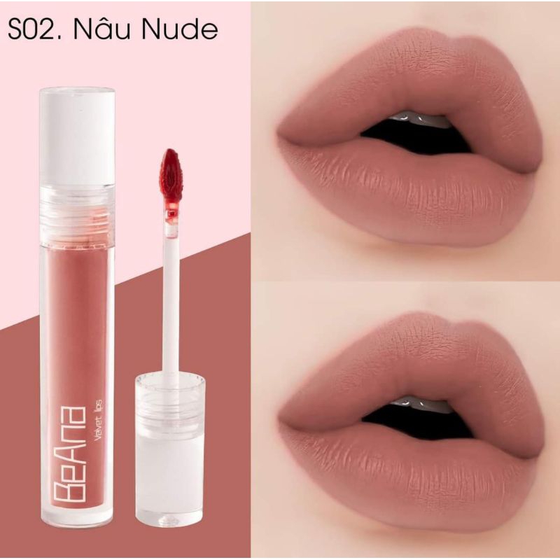 Son môi màu nâu tây, nâu nude, son Beana chính hãng, trang điểm tone tây sang chảnh, chất son vellvet lips lì lâu trôi